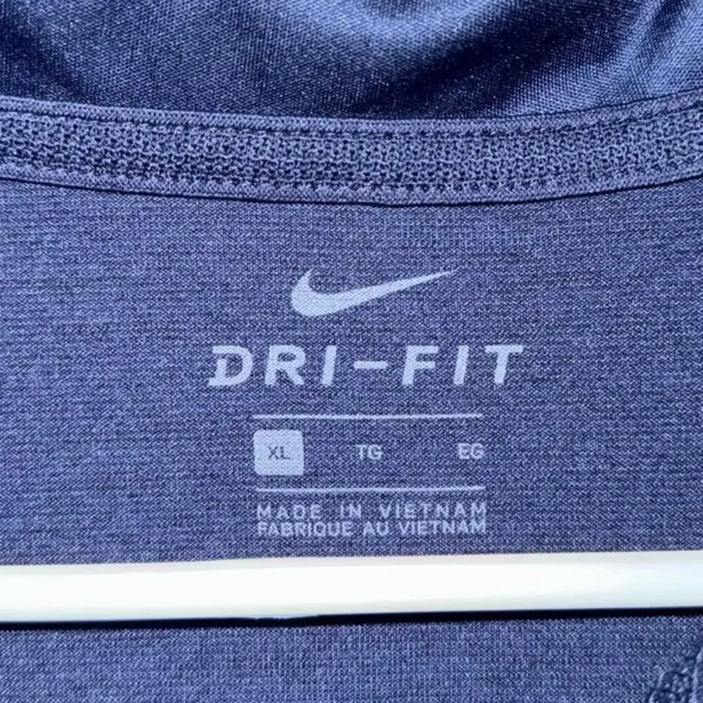 Nike Polo Shirt Men Extra Large Blue White Swoosh DriFit Performance Rugby Adult